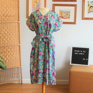 Vintage Korean Floral Day Dress | Large |